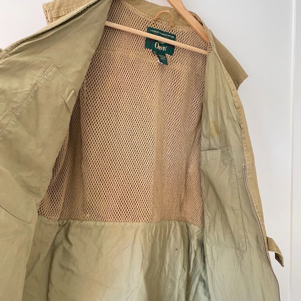 Orvis Zambezi Fishing Vest Size XL Khaki Beige Twill Vintage Hunting Rare - Picture 9 of 15